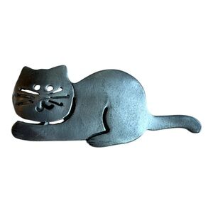 Ultra Craft Cat Brooch Vintage Silver Tone Kitty Pin Cute Animal Jewelry